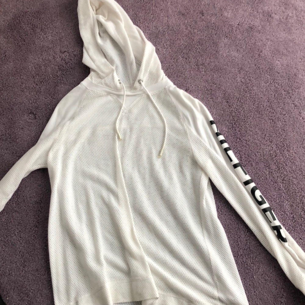 White Tommy Hilfiger sweatshirt with holes